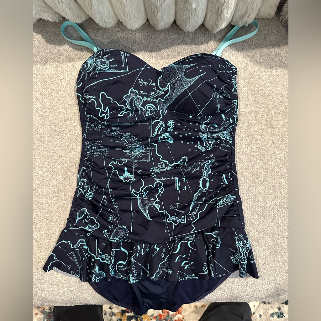 New With Tags Tommy Bahama One Piece Swimsuit| Vintage Map/ Sweetheart